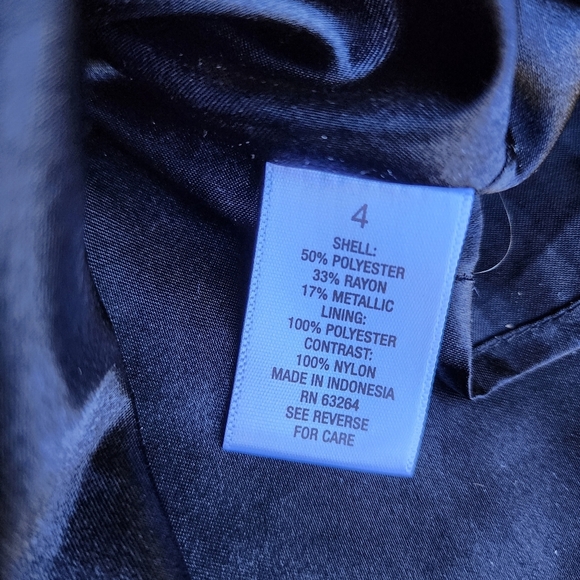 Luxe Carmen Marc Valvo Fit and Flare Dress Women's 4 Gold Black Sheer Jacquard - Picture 9 of 16